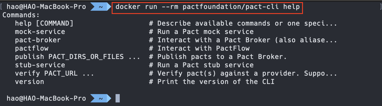 Pact CLI help